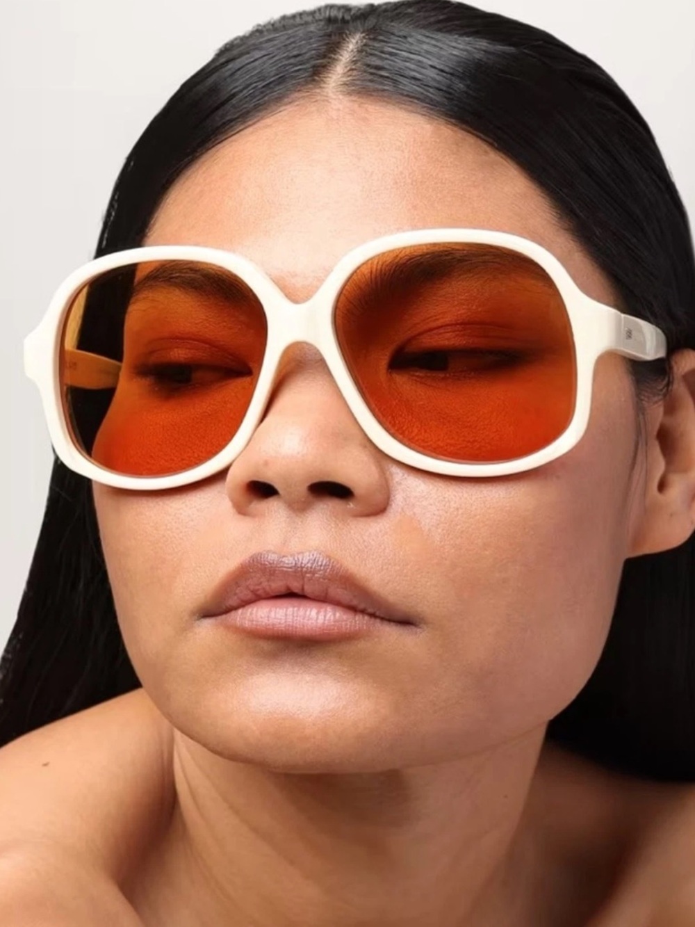New Valentino Garavani Ivory Frame Sunglasses with Amber Lenses VLS-17 unisex
